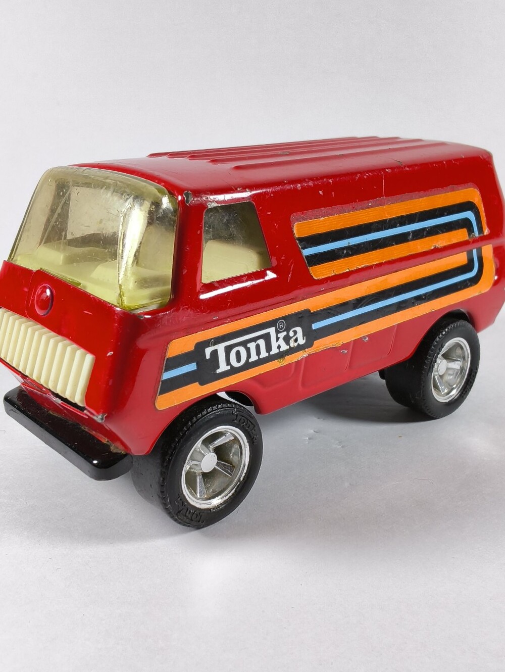 Vintage 1970s Tonka Red Custom Boogie Van Pressed Steel 1:36 Scale Retro Stripe
